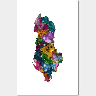 Spirograph Patterned Albania Counties Map Posters and Art